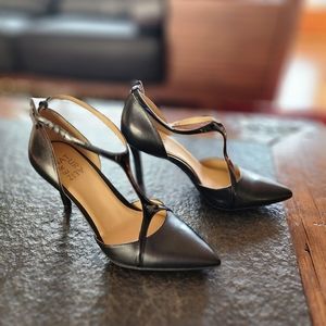 Black Naturalizer T Strap Leather Heels
